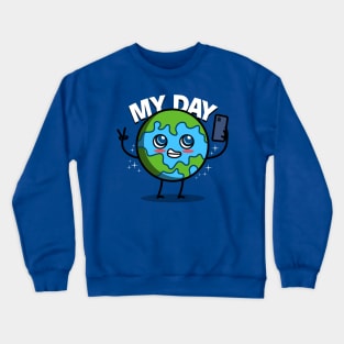 Cute Kawaii Earth Day Environmental Selfie Gen Z Meme Crewneck Sweatshirt